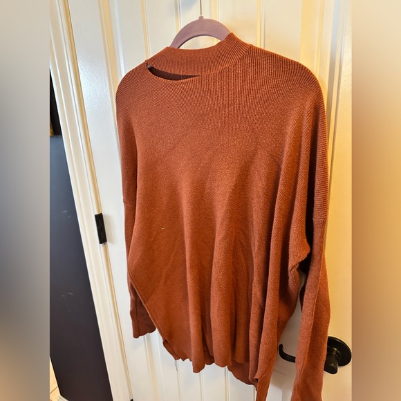 Altar’d State Distressed Neckline Terracotta Sweater - Picture 3 of 8